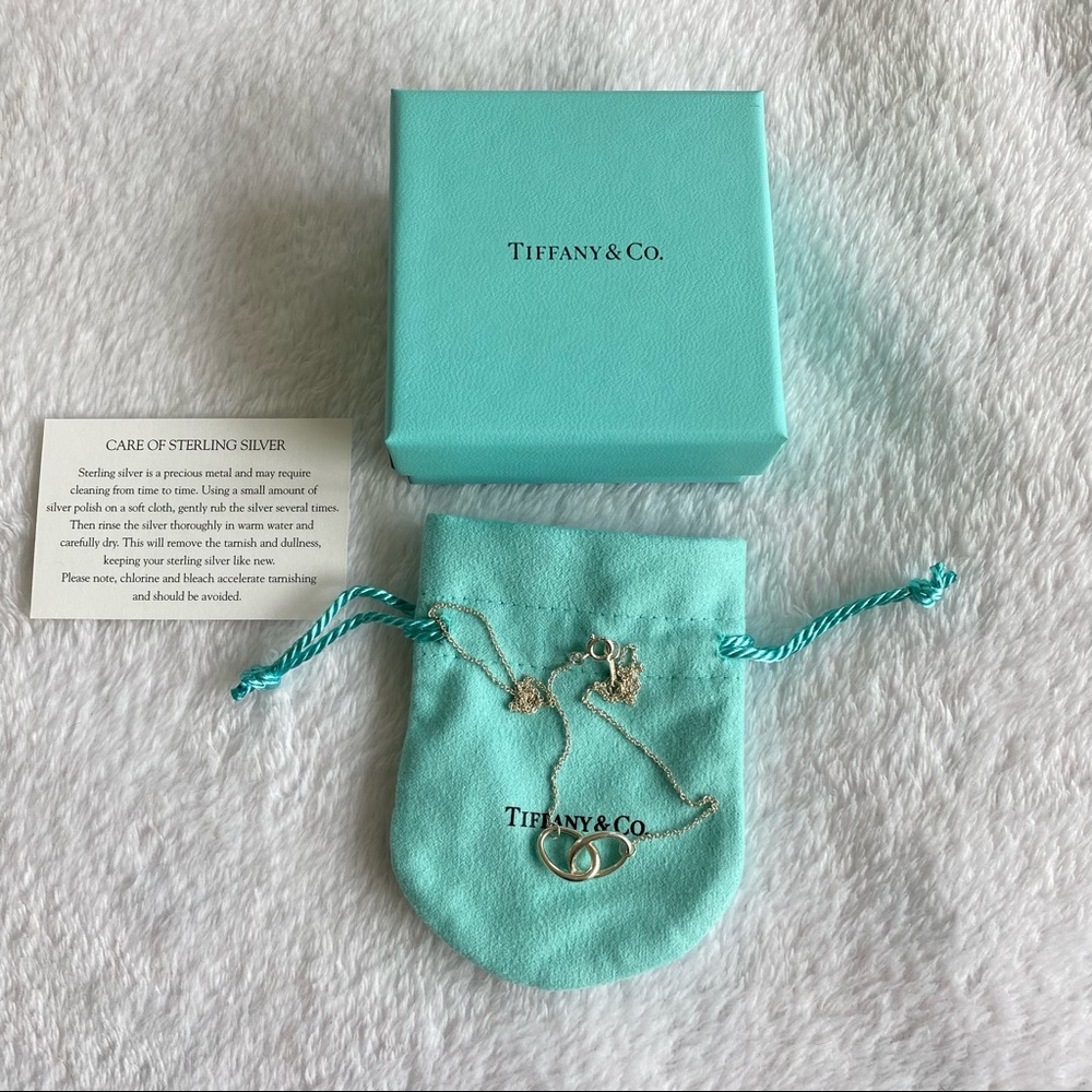 Tiffany & Co. Elsa Peretti Sterling Silver Double Loop Circle Pendant Necklace